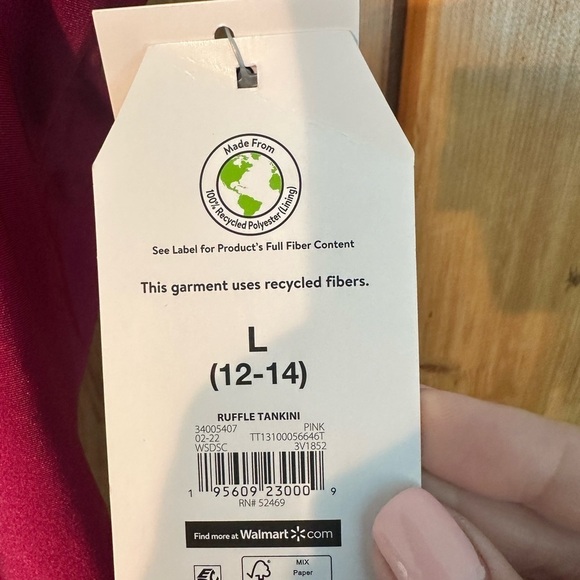 Time & Tru One Shoulder Ruffle Bathing Suit Top Size Large Fuchsia Pink NWT - Picture 4 of 12